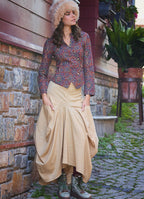 Bohemian Style Pocketed Drawstring Waist Long Loose Skirt 6465