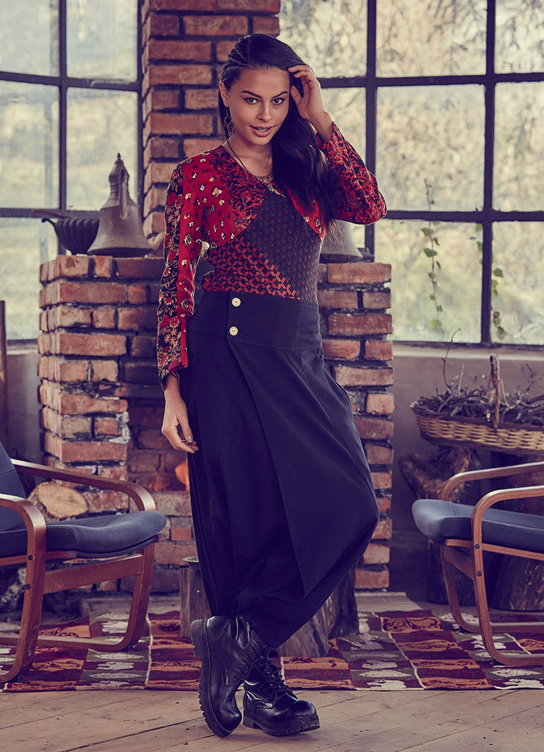 Black Ethnic Harem Pants with Pockets 236