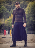 Men's Black Wrap-Around Elastic Waist Harem Pants 615