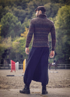 Men's Black Wrap-Around Elastic Waist Harem Pants 615