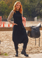 Halter Neck Open Back Black Harem Jumpsuit 2445