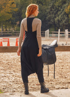 Halter Neck Open Back Black Harem Jumpsuit 2445