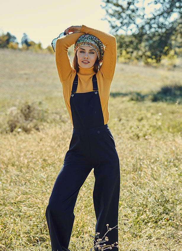 Black Wide-Leg Pocket Detail Dungaree Overalls 208