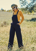 Black Wide-Leg Pocket Detail Dungaree Overalls 208