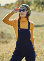 Black Wide-Leg Pocket Detail Dungaree Overalls 208