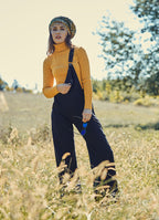 Black Wide-Leg Pocket Detail Dungaree Overalls 208