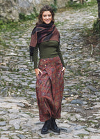 Retro Patterned Buttoned Authentic Harem Pants 2363