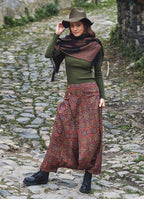 Retro Patterned Buttoned Authentic Harem Pants 2363