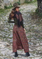Retro Patterned Buttoned Authentic Harem Pants 2363
