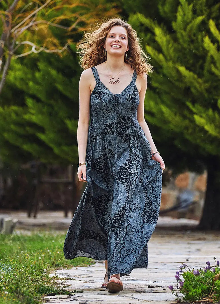 Kalın Askılı Gipeli Gri Elbise 3324
