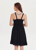 Bohemian Style Lace Collar Strap Black Dress 1263