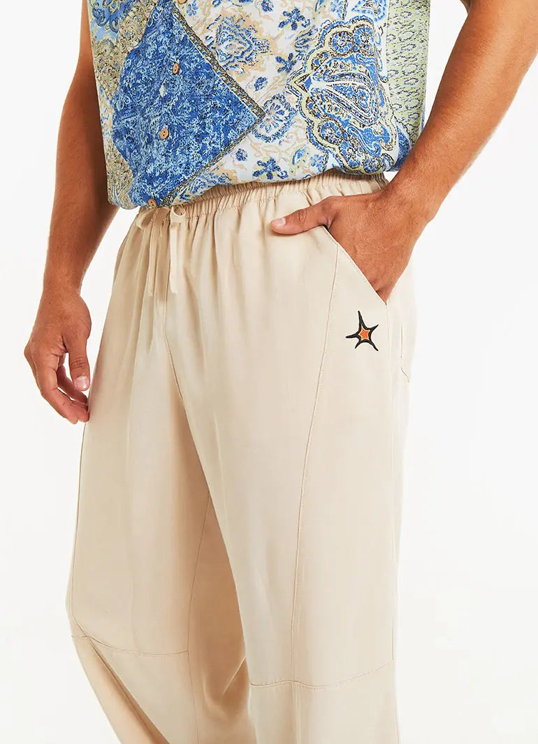 Beli Lastikli Cepli Bej Erkek Pantolon 5307