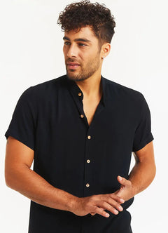 Mandarin Collar Adjustable Sleeve Length Men's Shirt 2494