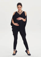 Bohemian Style Off-Shoulder Black Maternity Tunic 1381