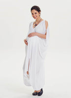 Boat Neck Off-the-Shoulder White Maternity Dress 1371