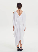 Boat Neck Off-the-Shoulder White Maternity Dress 1371