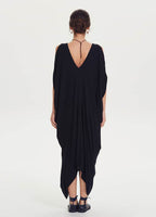 Boat Neck Off-the-Shoulder Black Maternity Dress 1372