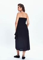 Black Maternity Dress with Flared Strapless Neckline and Pockets 749