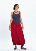 Ethnic Patterned Buttoned Red Maternity Culottes 726