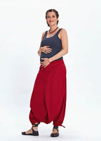 Ethnic Patterned Buttoned Red Maternity Culottes 726