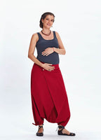 Ethnic Patterned Buttoned Red Maternity Culottes 726