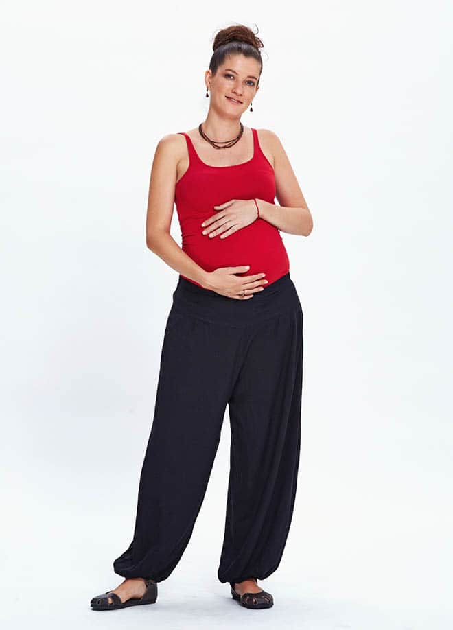 Black Elastic Waist Loose Fit Maternity Harem Pants 700