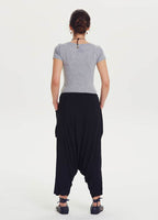 Bohemian Capri Pocketed Black Maternity Harem Pants 1410