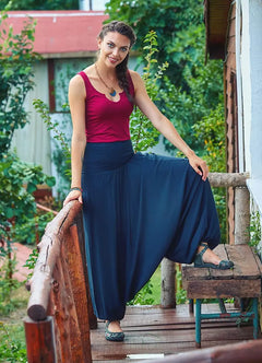 Smocked Waist Anthracite Women's Harem Pants 628