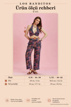 Boyundan Bağlamalı Etnik Desenli Crop Bluz 6341