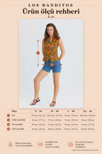 Mandarin Collar Wrap-Button Mustard Floral Blouse 7221