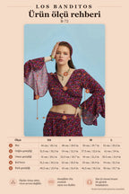 Floral Patterned Bell Sleeve Crop Blouse 6258