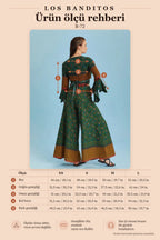 Green Floral Patterned Bell Sleeve Crop Blouse 6261