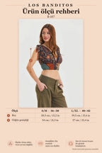 Deep V-Neck Smocked Waist Brown Crop Blouse 6934