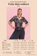 V-Neck Lace-Up Back Detail Buttoned Bohemian Blouse 6953