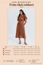 Button-Down Batwing Sleeve Brown Casual Dress 7131