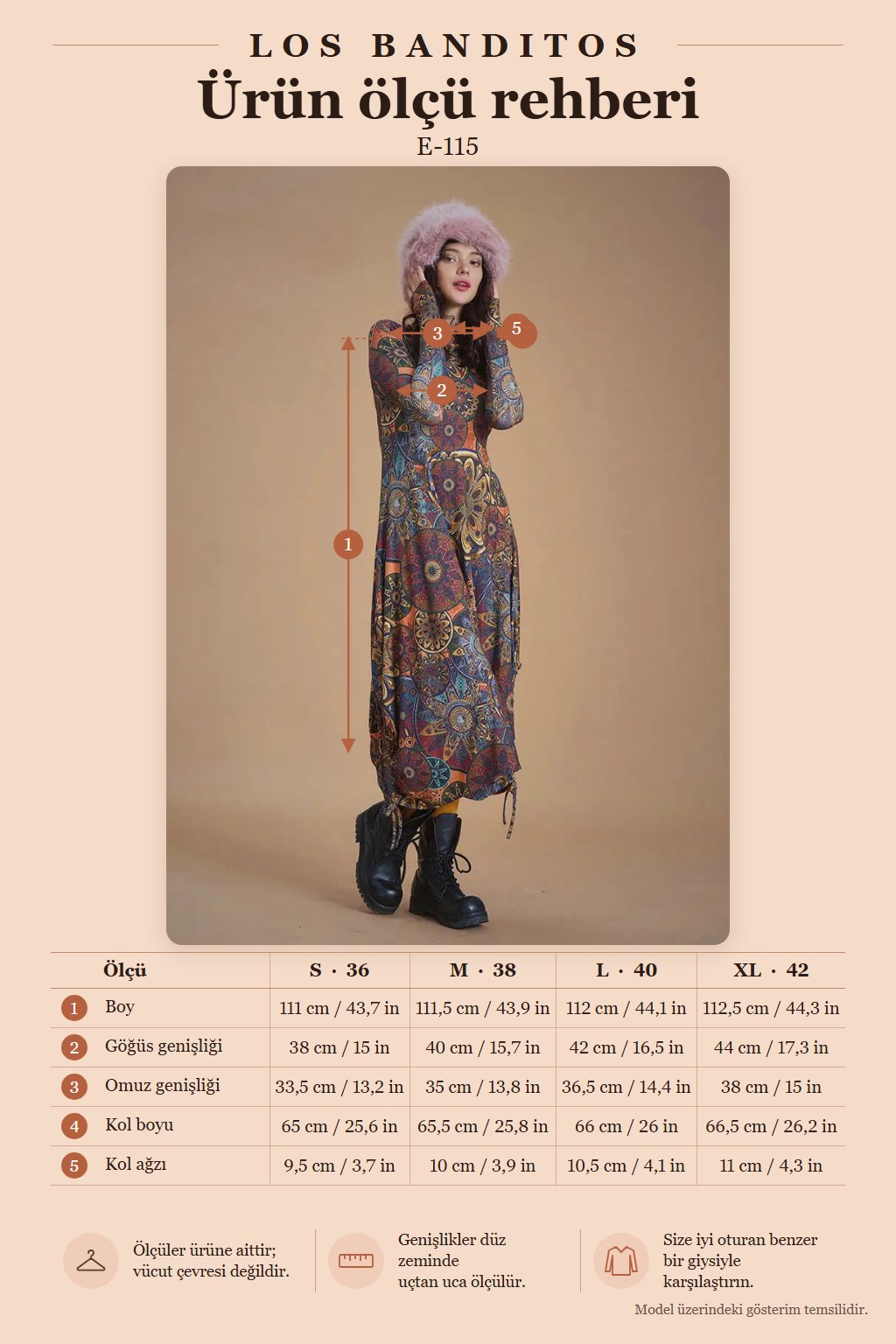 Boat Neck Thumbhole Winter Dress with Coffee Pattern 6611