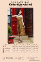 Mustard Floral Spaghetti Strap Buttoned Backless Dress 7332