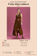 Backless Khaki Patterned Dress 6350