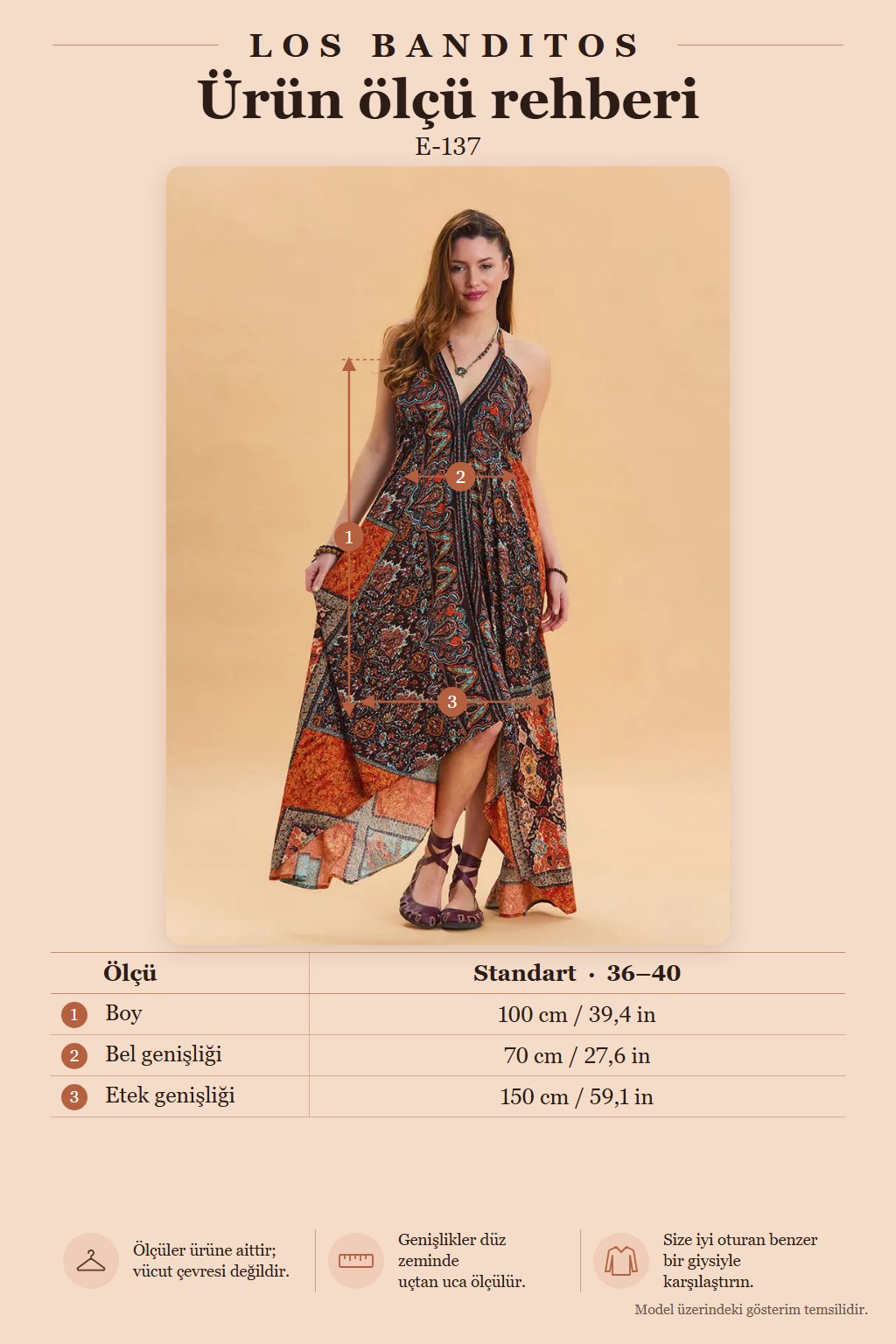 V-Neck Open-Back Halter Neck Ethnic Brown Dress 6972