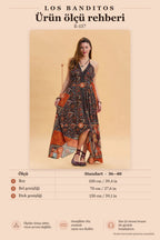 V-Neck Open-Back Halter Neck Ethnic Brown Dress 6972