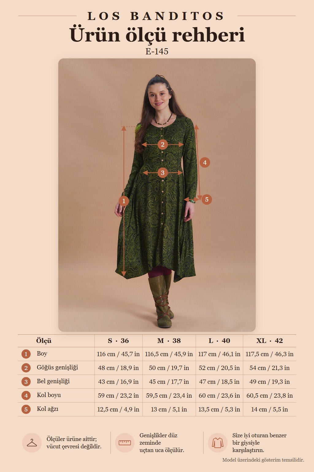 Boat Neck Asymmetric Cut Button Detail Khaki Winter Dress