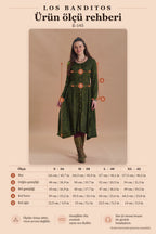 Boat Neck Asymmetric Cut Button Detail Khaki Winter Dress