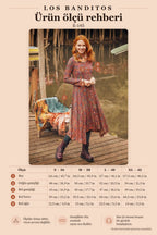 Retro Patterned Long Sleeve Asymmetric Cut Winter Women's Dress 3158