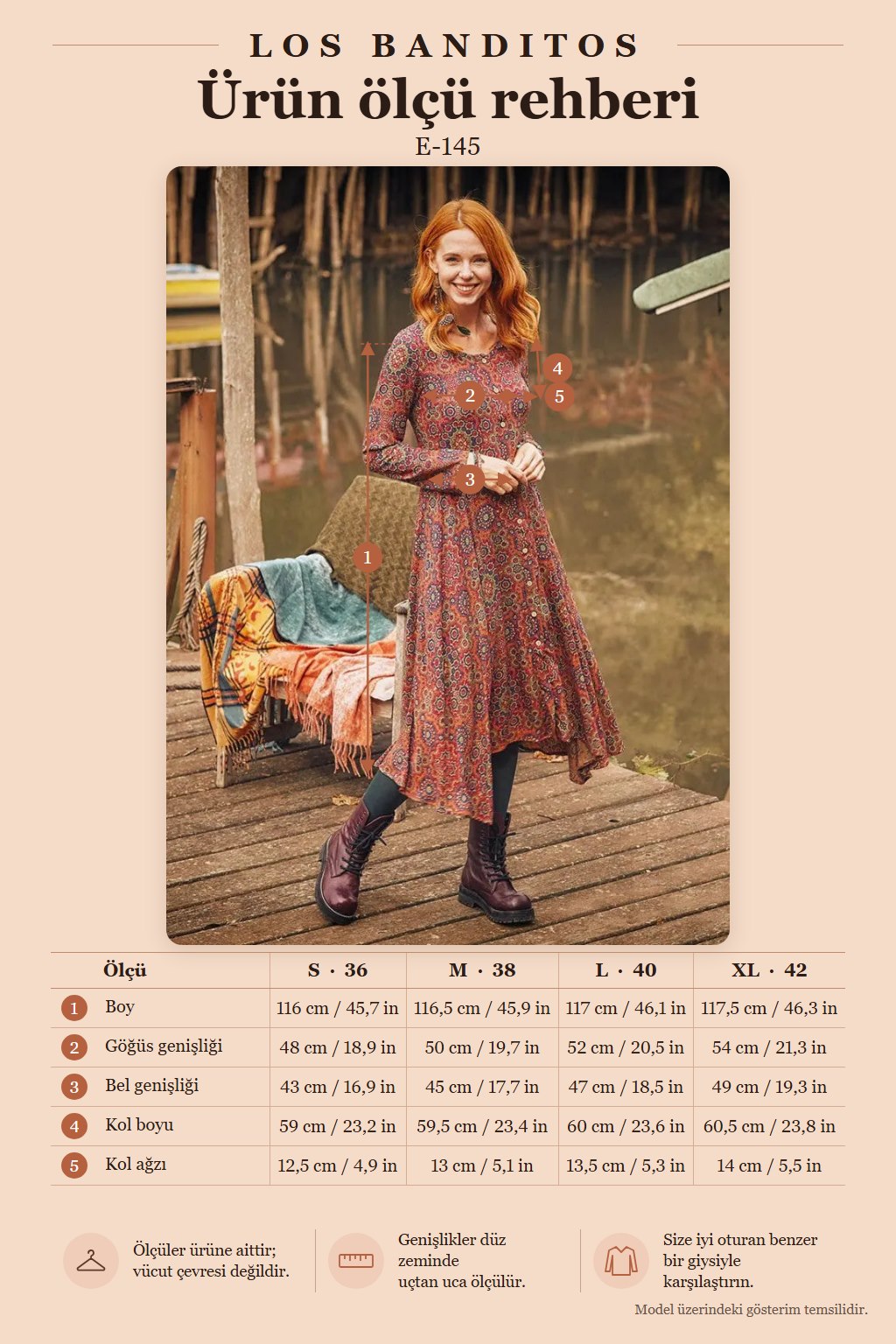 Retro Patterned Long Sleeve Asymmetric Cut Winter Women's Dress 3158