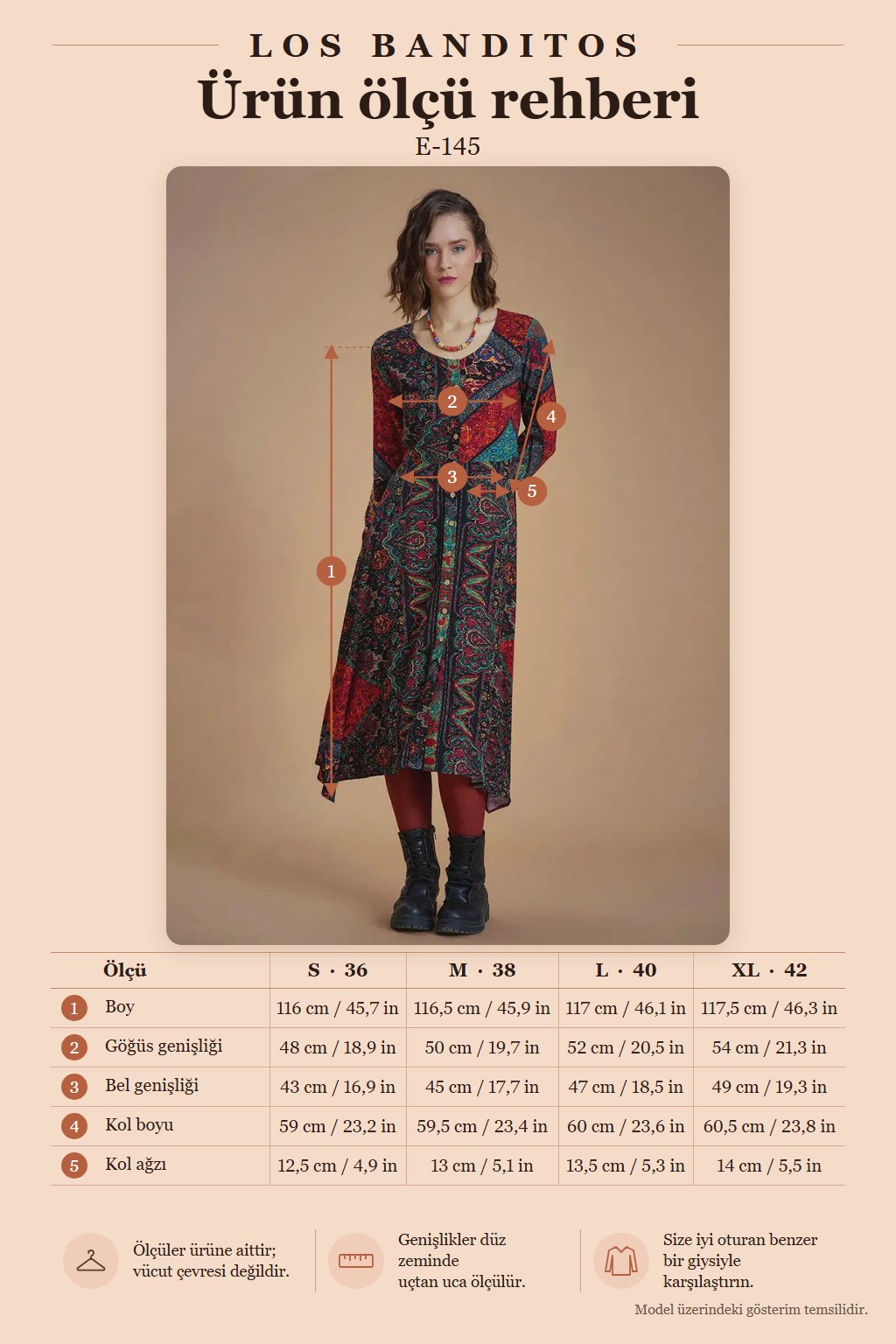 Black Bohemian Patterned Long Sleeve Asymmetric Cut Women's Winter Dress 6617
