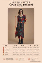 Black Bohemian Patterned Long Sleeve Asymmetric Cut Women's Winter Dress 6617