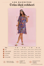 Side-Tie Square Neck Patterned Purple Dress 6575