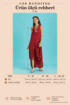 Draped Collar Authentic Red Dress 6262