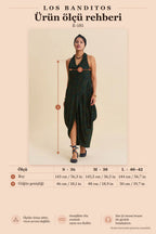Cowl Neck Asymmetric Cut Green Authentic Dress 7133