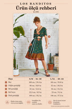 Cut-Out Front Tie Green Floral Dress 5262
